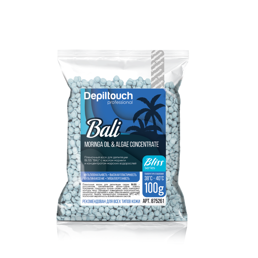 Пленочный воск BLISS "BALI" с маслом моринги и концентратом морских водорослей Depiltouch Пленочный воск BLISS "BALI" с маслом моринги и концентратом морских водорослей Depiltouch