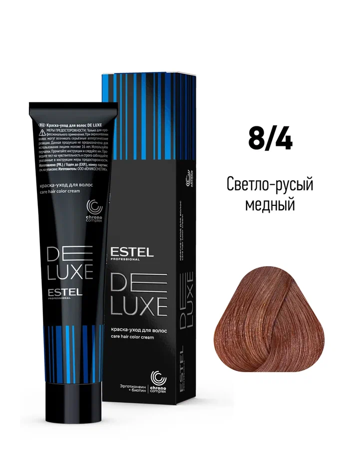 84-kraska-uhod-estel-de-luxe-svetlo-rusyj-mednyj.webp 8,4 крем-краска DE LUXE светло-русый медный — изображение 1